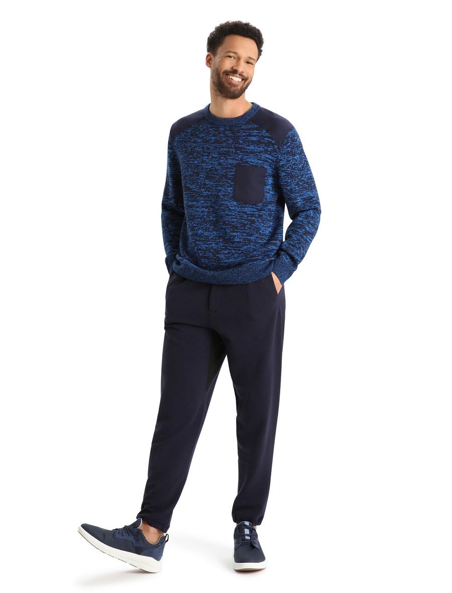 Midnight Navy / Lazurite Icebreaker Merino Barein Crewe Men's Sweaters | AU 1218ZUTG